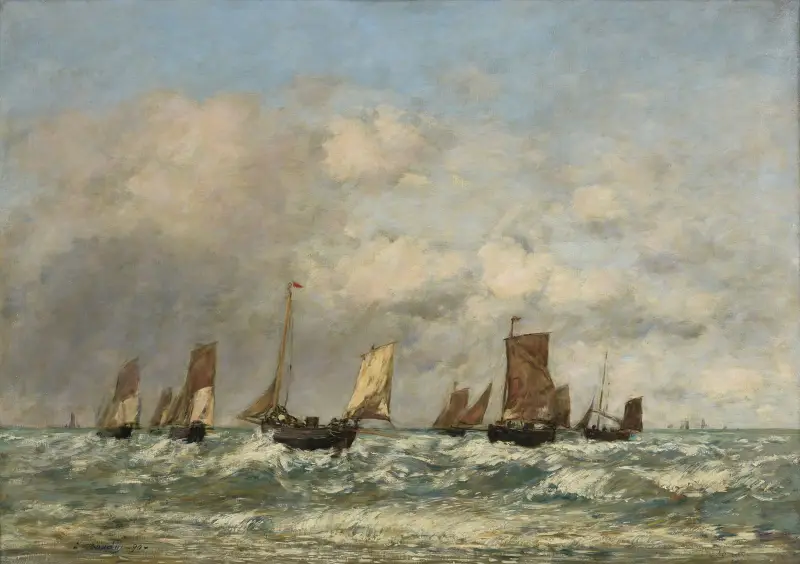 Berck; båtarnas avfärd av Eugène Boudin