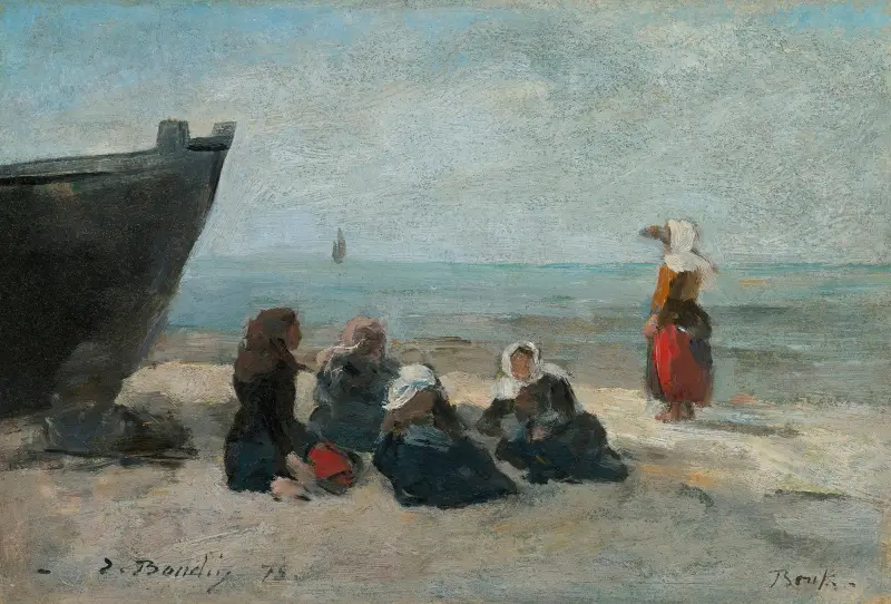Berck. Fischerinnen, die auf die Rückkehr der Boote warten von Eugène Boudin