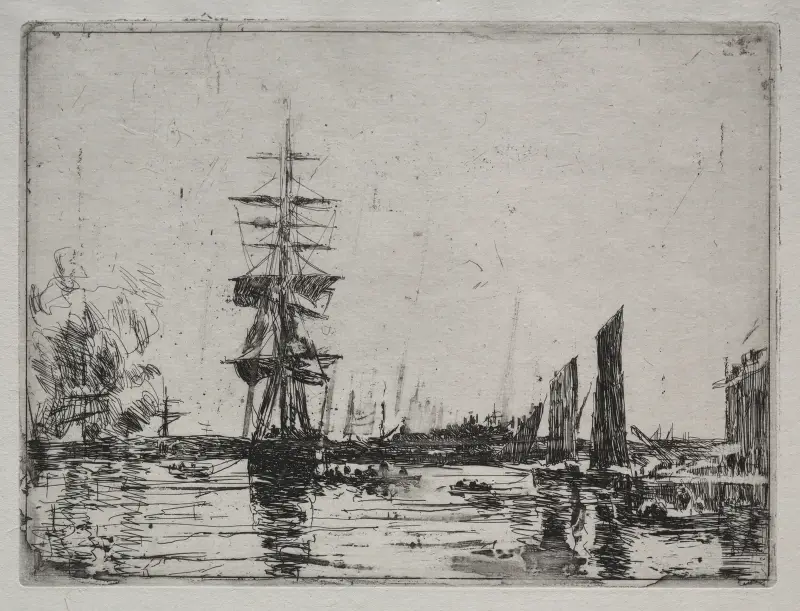 Båtar till ankars av Eugène Boudin
