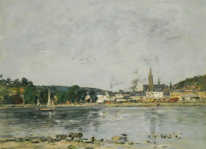 Caudebec-en-Caux, kajen vid Seine av Eugène Boudin