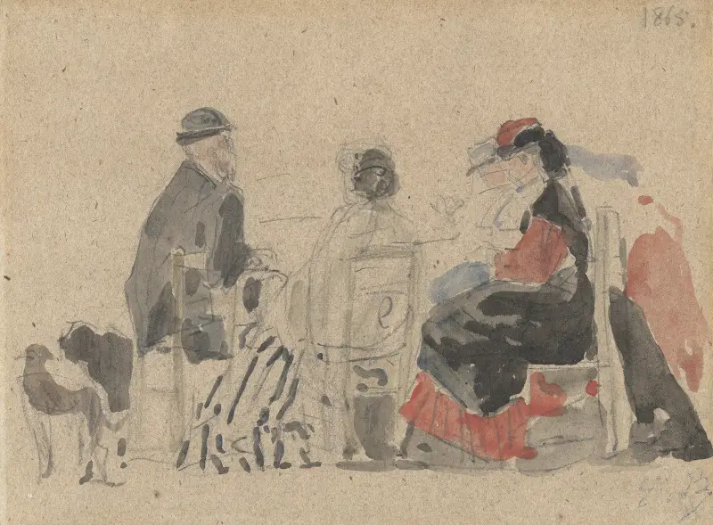 Gespräch am Strand von Eugène Boudin