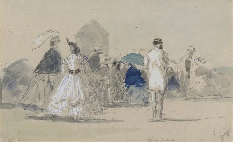 Krinoliner på stranden av Eugène Boudin