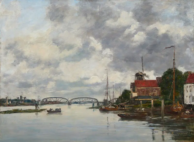 Dordrecht, bro över Maas av Eugène Boudin