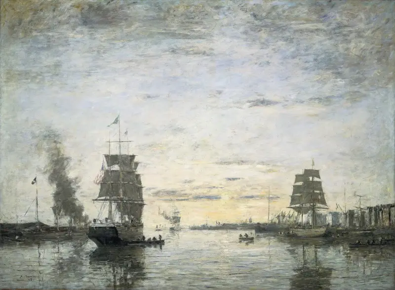 Entrance to the Harbor,Le Havre av Eugène Boudin