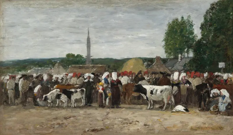 Marknad i Bretagne av Eugène Boudin
