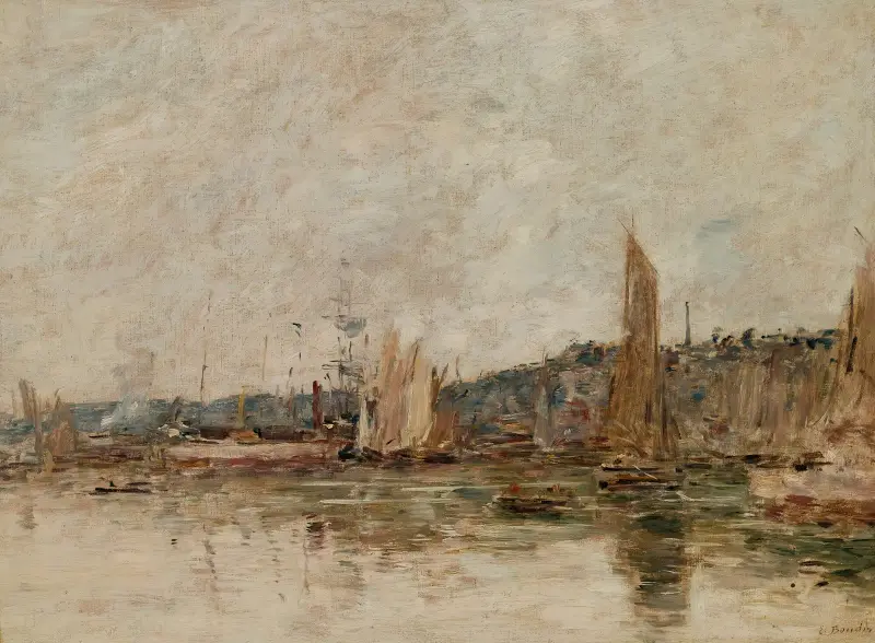 Honfleur, hamnen, morgon av Eugène Boudin