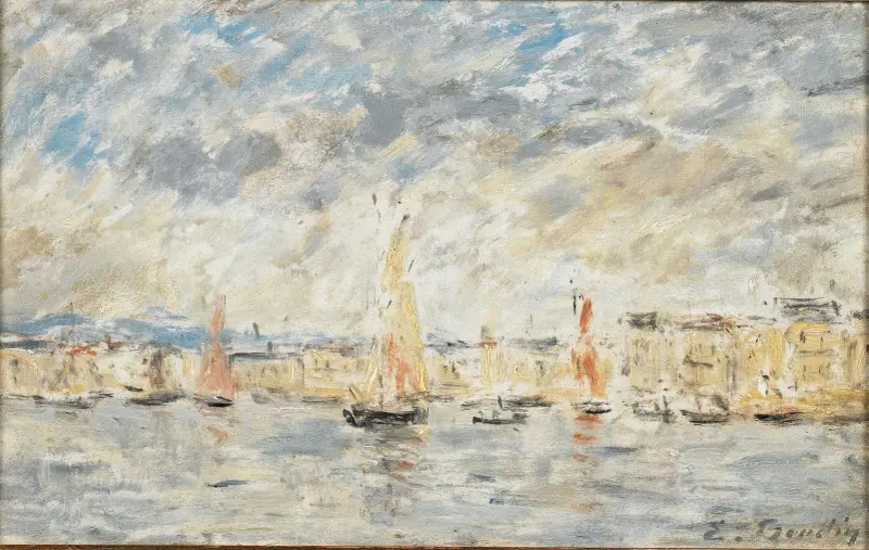 Honfleur, hamnen av Eugène Boudin
