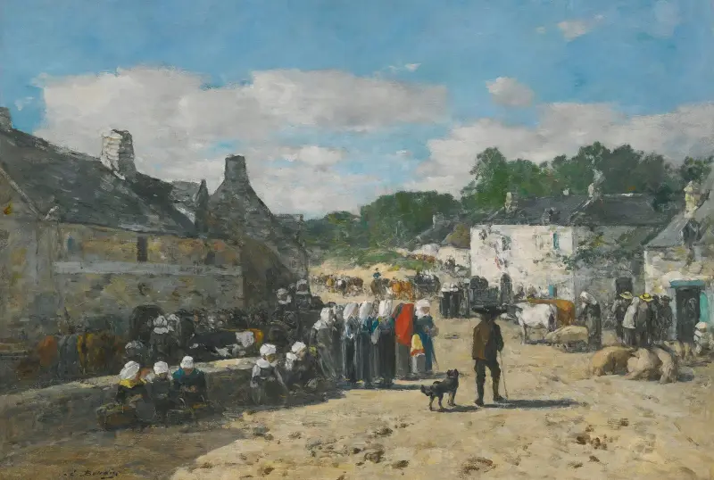 Jour De Foire En Bretagne av Eugène Boudin