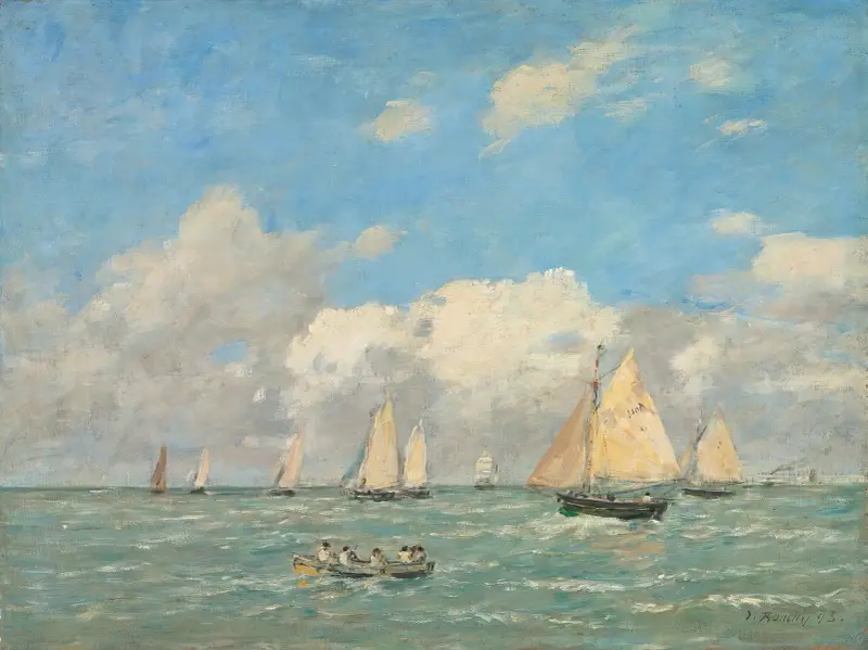 Båtarna lämnar Trouville av Eugène Boudin