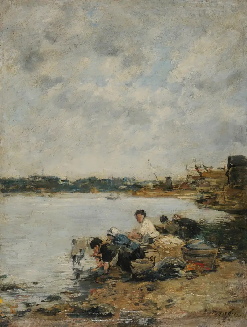 La Touques, morgon av Eugène Boudin