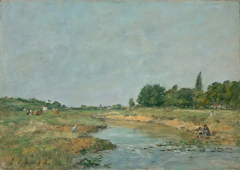 Tvätterskor vid flodstranden av Eugène Boudin