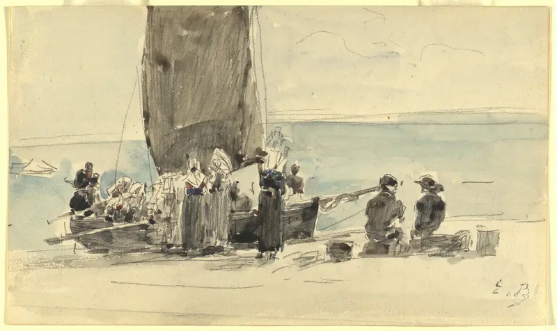 Lastning av båtarna av Eugène Boudin