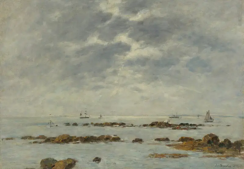 Marine À St. Vaast-La Hougue (Manche) av Eugène Boudin