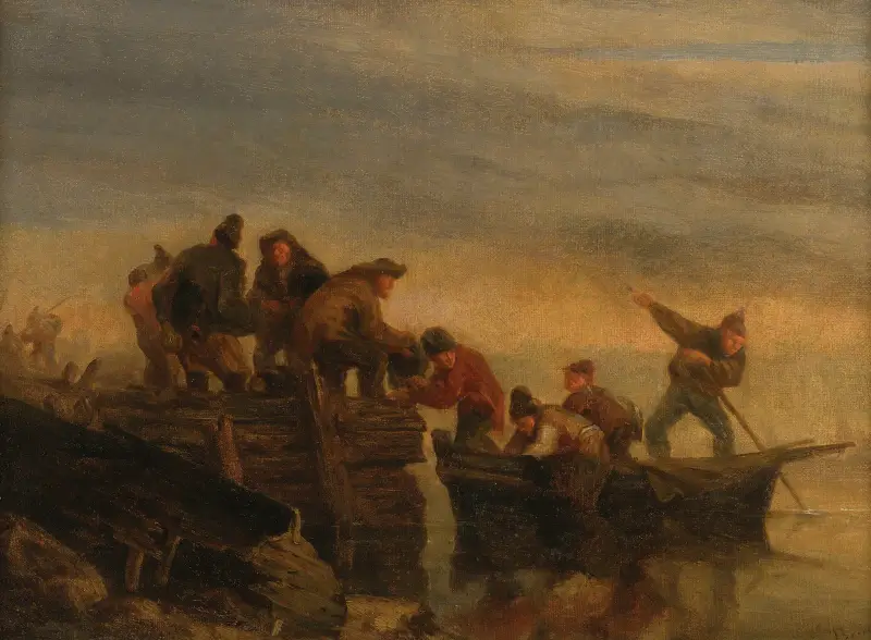 Pêcheurs Au Bord De L’eau av Eugène Boudin