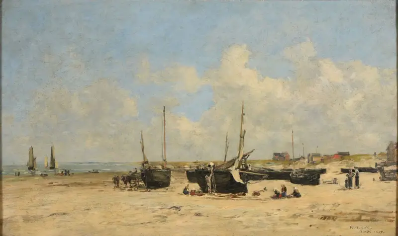 Berck strand vid lågvatten av Eugène Boudin