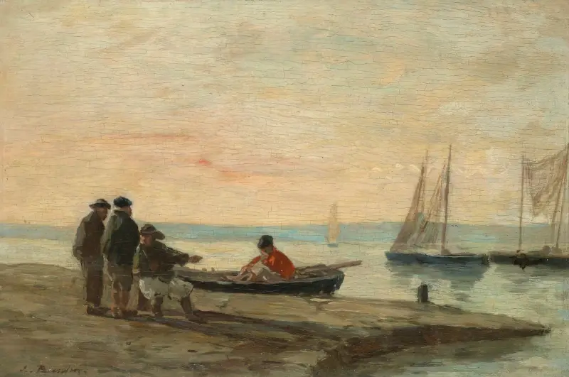 Hamn i närheten av Honfleur av Eugène Boudin