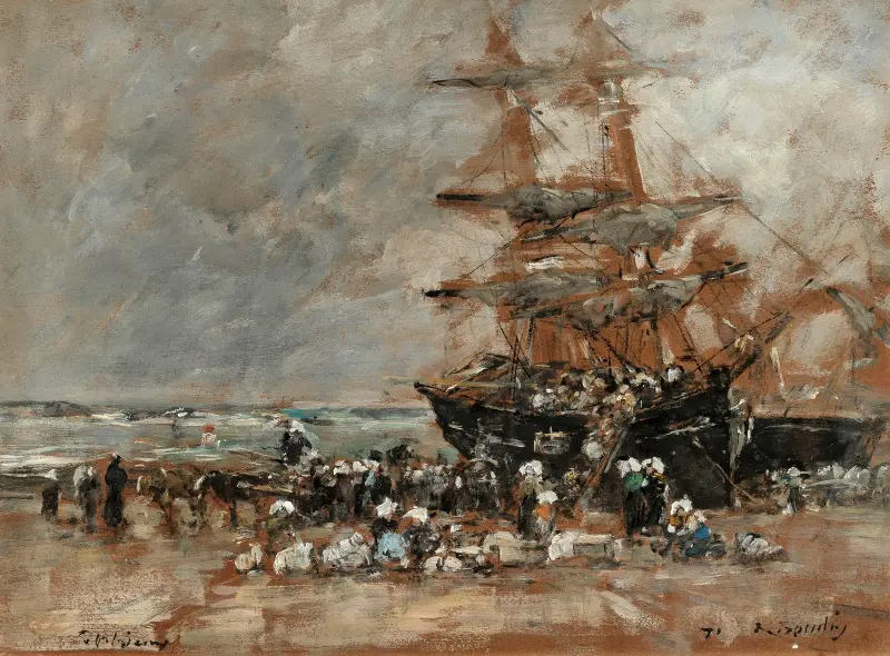 Fiskebåtens återkomst till Portrieux av Eugène Boudin