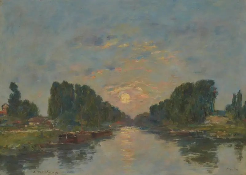 Saint-Valéry-sur-Somme. Måneffekt på kanalen av Eugène Boudin
