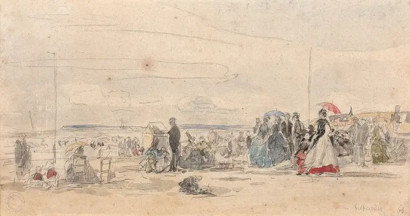 Strandscen vid Deauville av Eugène Boudin