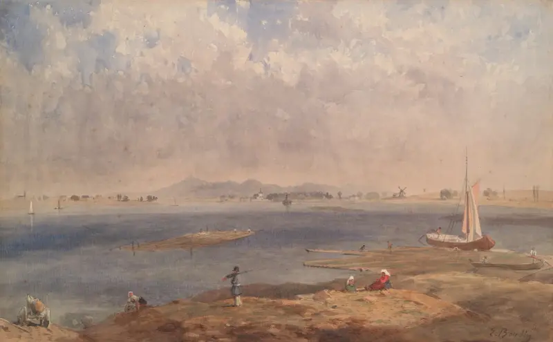 Kustlandskap i Bretagne av Eugène Boudin