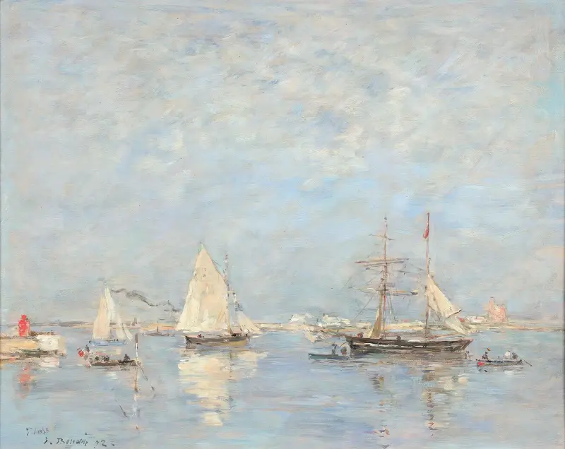 Ausfahrt der Boote in Saint-Vaast-la-Hougue von Eugène Boudin