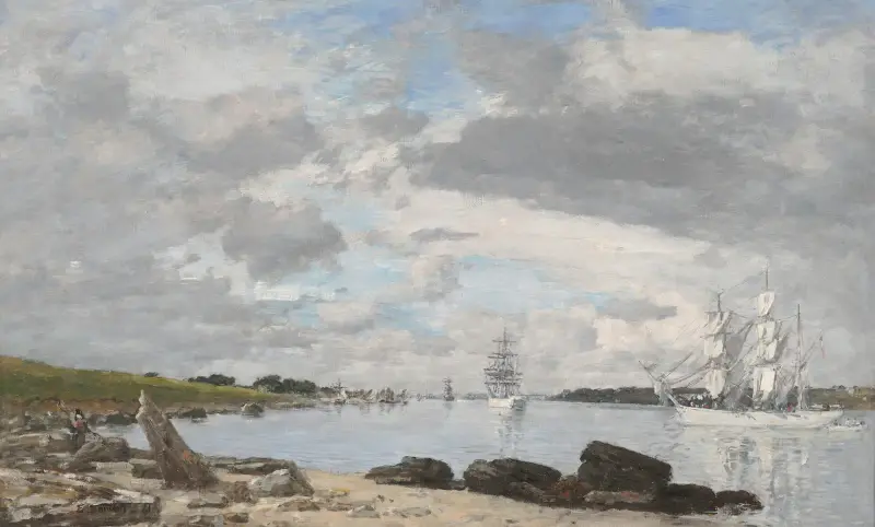 Viken vid mynningen av floden Elorn, Landerneau av Eugène Boudin