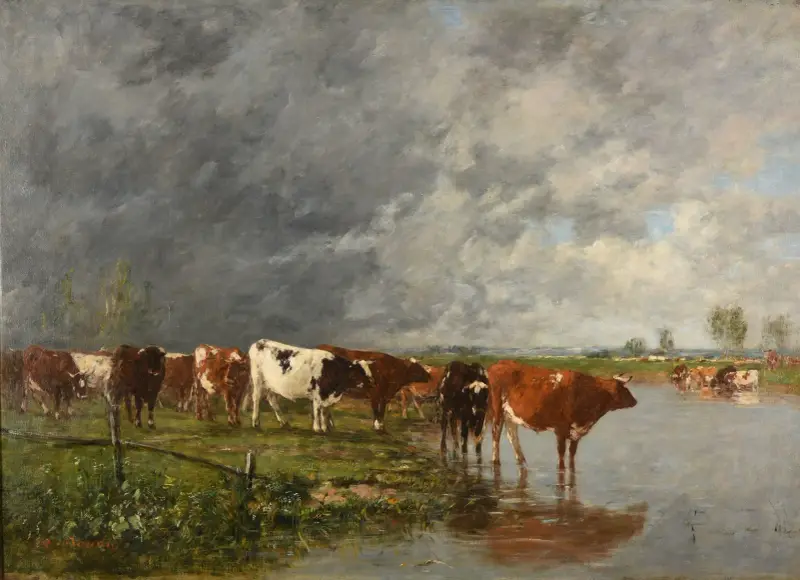 Hjord som vattnas av Eugène Boudin