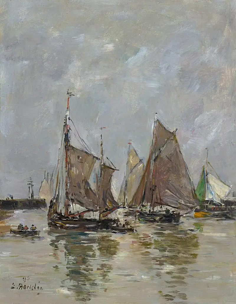 Trouville, utseglingen av sardinfiskarna av Eugène Boudin