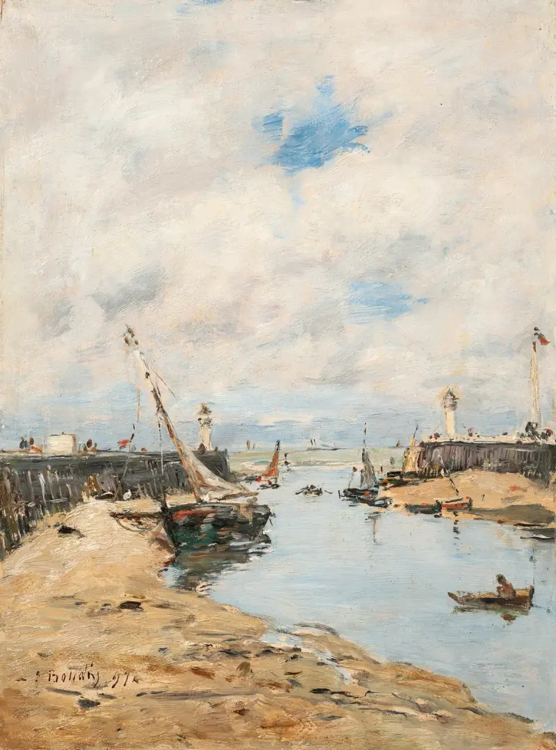 Trouville, strandad loggare av Eugène Boudin