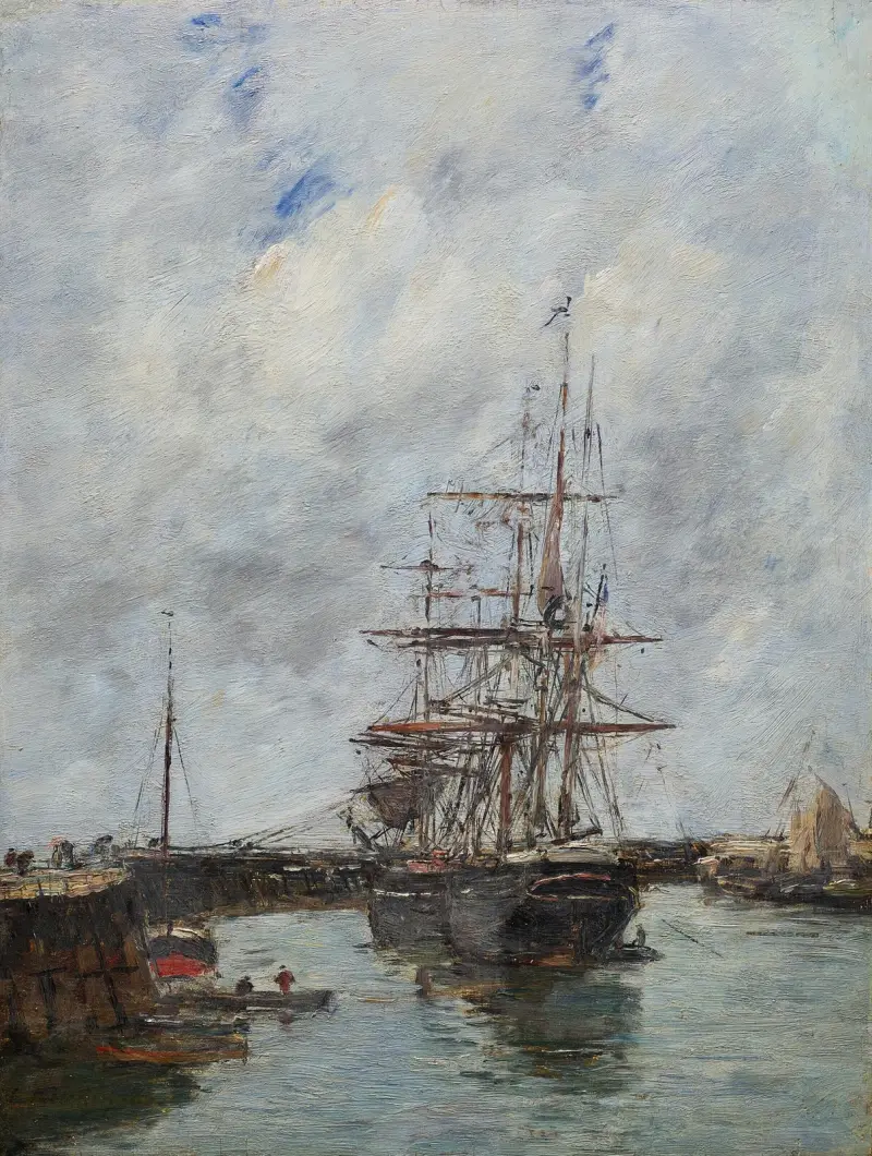 Trouville, pirerna vid högvatten av Eugène Boudin
