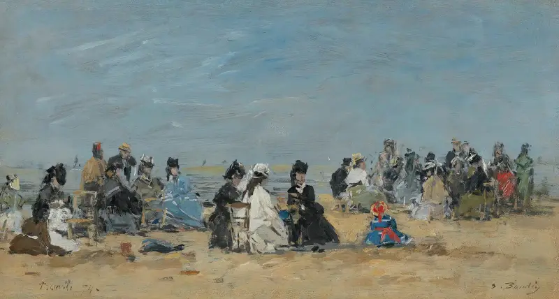 Trouville, strandscen av Eugène Boudin