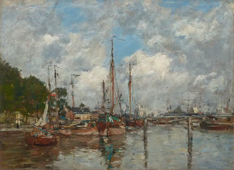 Trouville, en hamnkrök av Eugène Boudin