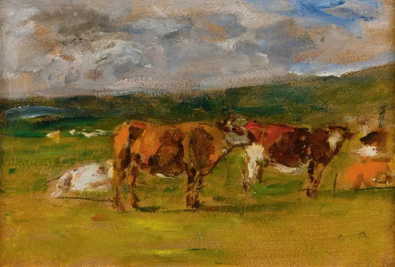 Kor på bete (studie) av Eugène Boudin