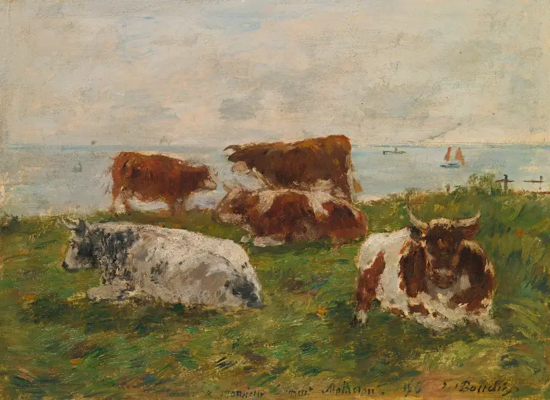 Kor på ängen vid havet av Eugène Boudin