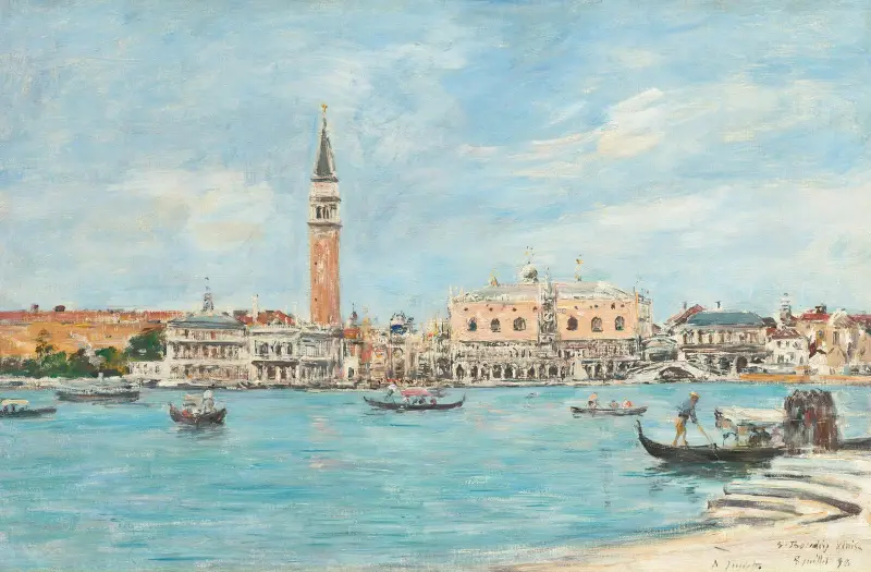 Venedig. Campanilen, Dogepalatset och Piazzettan. Vy från San Giorgio av Eugène Boudin