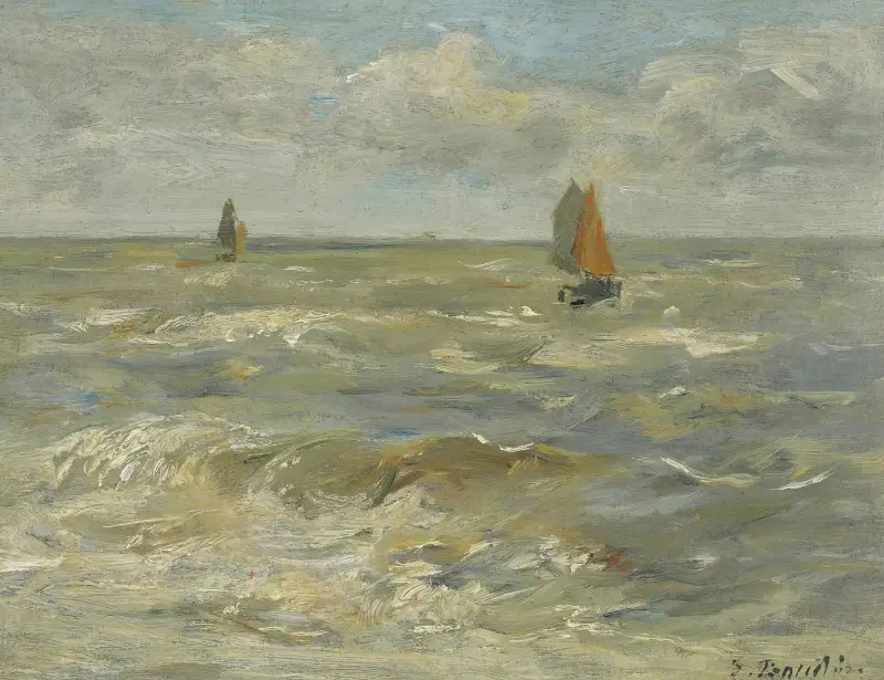 Segelbåtar till havs av Eugène Boudin