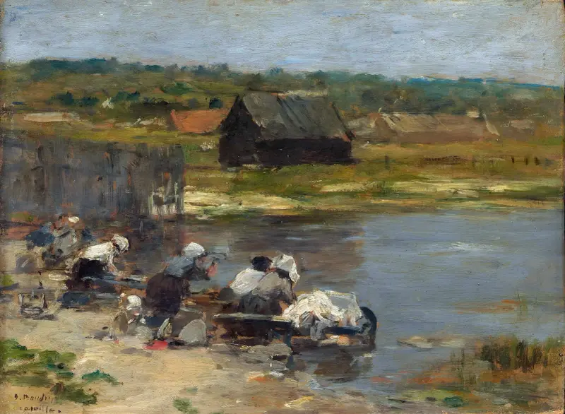 Tvätterskor vid dammens kant av Eugène Boudin