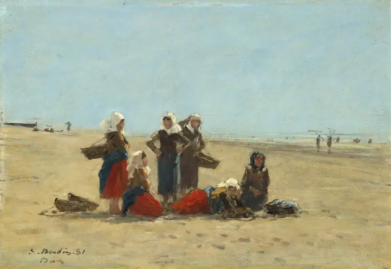 Kvinnor på stranden vid Berck av Eugène Boudin