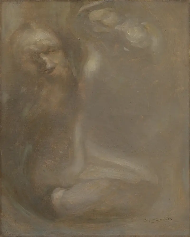 Rodin modelling a Sculpture av Eugène Carriere