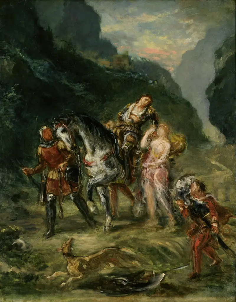 Angelica and the wounded Medoro av Eugène Delacroix