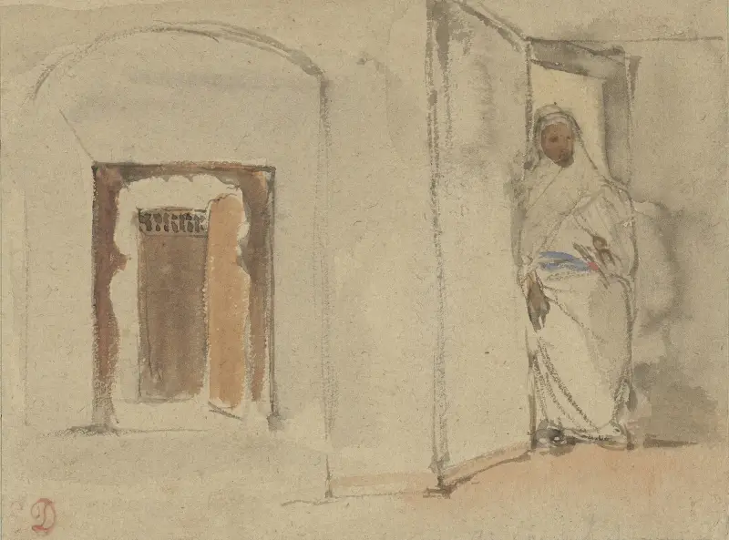 Araber vor seinem Haus von Eugène Delacroix