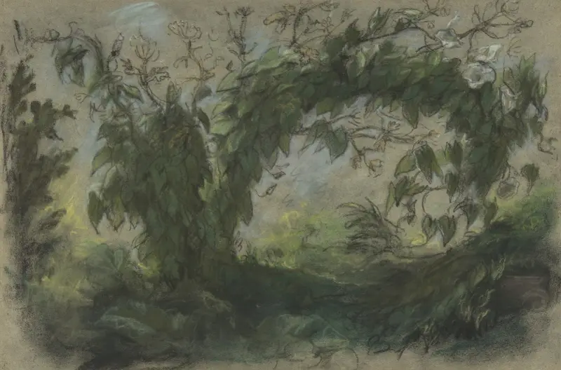 Arch of Morning Glories, Study for ‘A Basket of Flowers’ av Eugène Delacroix