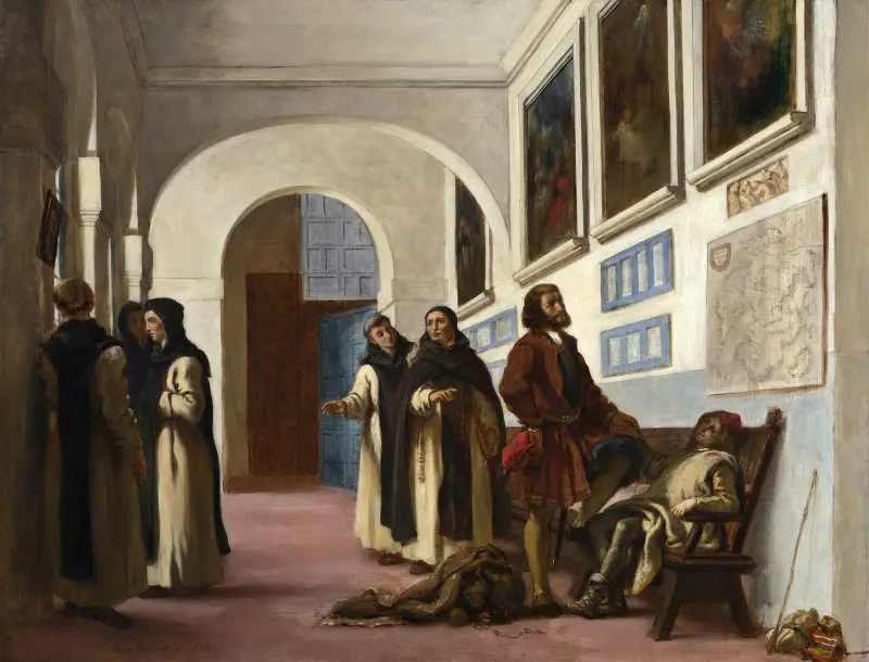 Christopher Columbus and His Son at La Rábida av Eugène Delacroix