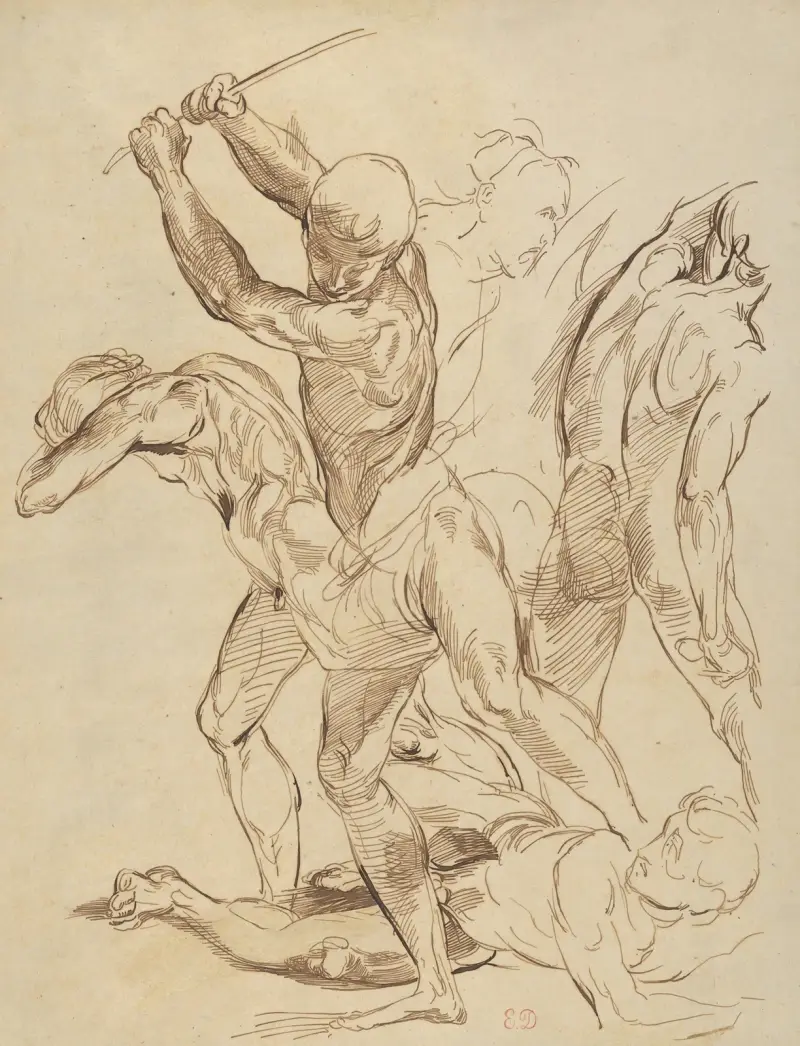 Combat of Nude Men, after Raphael av Eugène Delacroix