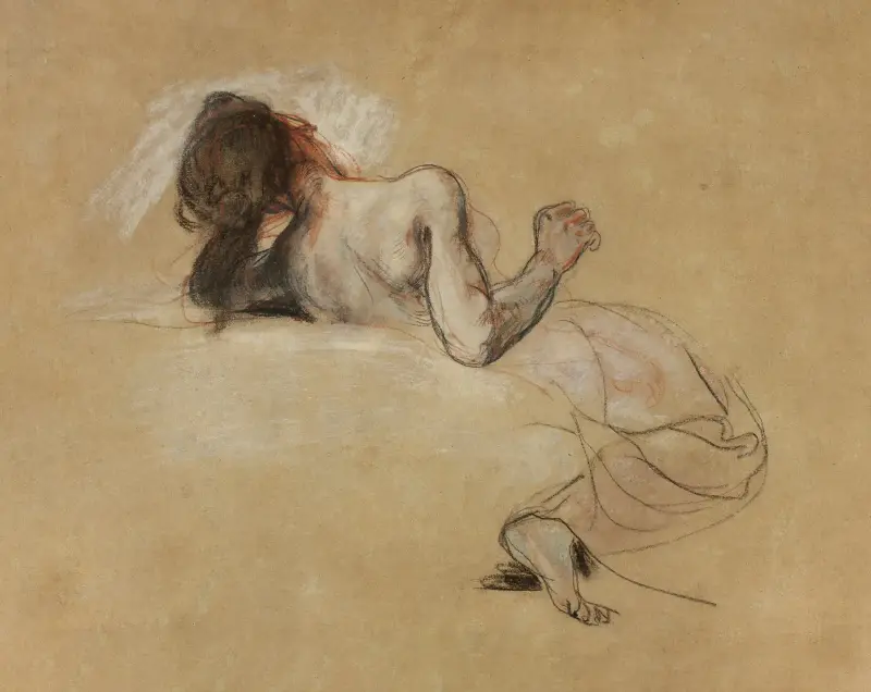 Hockende Frau von Eugène Delacroix