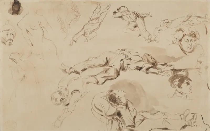 Figure Studies related to ‘Liberty Leading the People’ av Eugène Delacroix