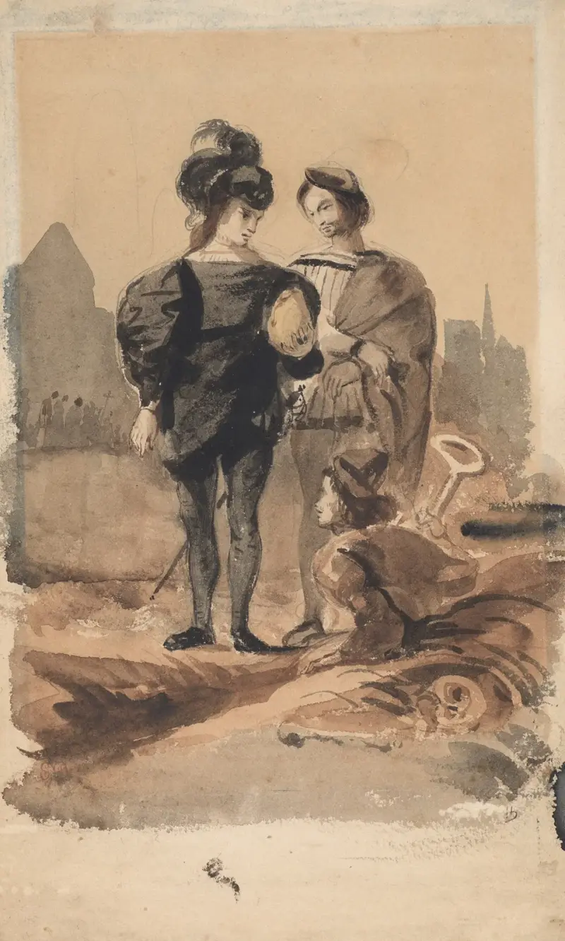 Hamlet and Horatio in the Graveyard av Eugène Delacroix