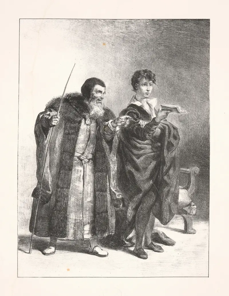 Hamlet a Polonius (2. dějství, 2. výstup), Eugène Delacroix