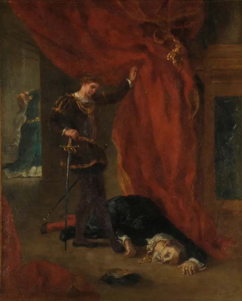 Hamlet przed ciałem Poloniusza, Eugène Delacroix