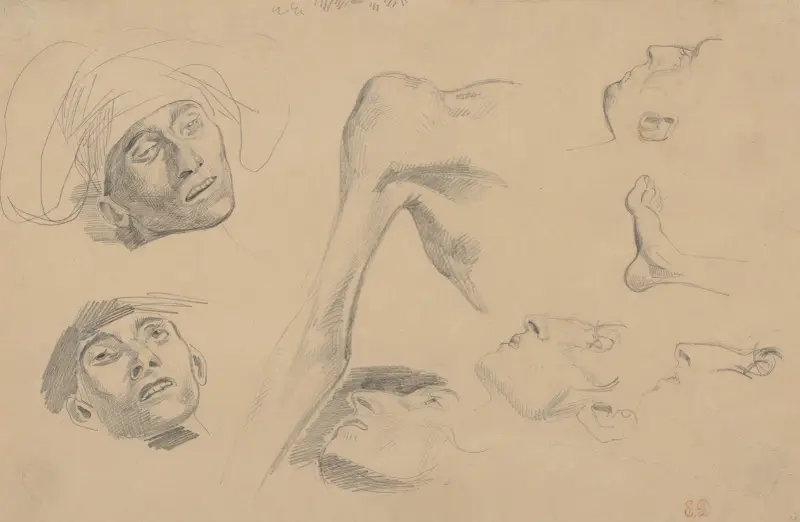 Head, Shoulder, and Foot, Studies for ‘Scenes from the Chios Massacres’ av Eugène Delacroix
